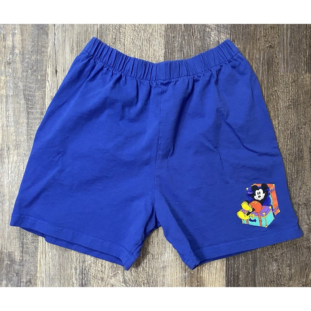 Vtg Disney Originals Mickey Mouse Shorts Blue Women’s Medium Made in USA 80s 90s